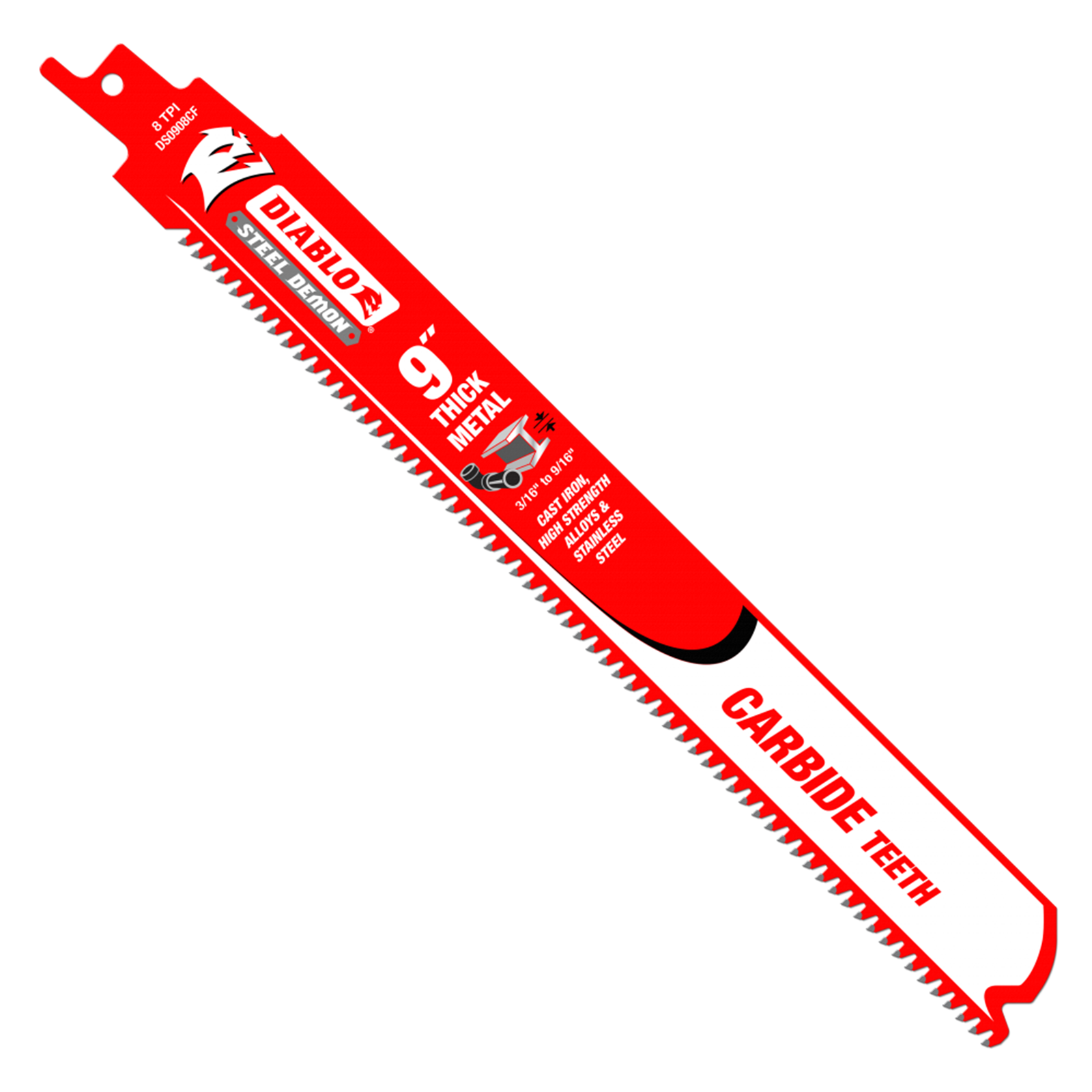 Diablo Steel Demon 9" Carbide Reciprocating Saw Blade 8 TPI for Thick Metal