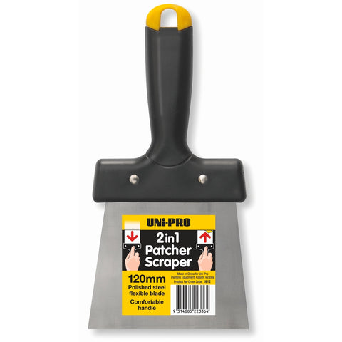 Uni-Pro 120mm 2 in 1 Patcher Scraper, Flexible Steel Blade for Patching & Scraping