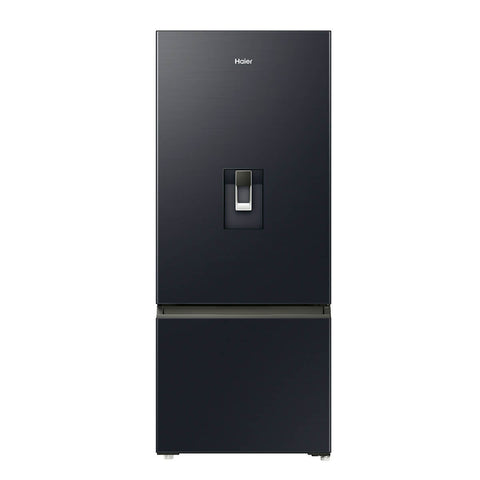 Haier 431L Bottom Mount Fridge - Non-Plumbed Water Dispenser, Black, 5.5 Star Energy - HRF420BHC