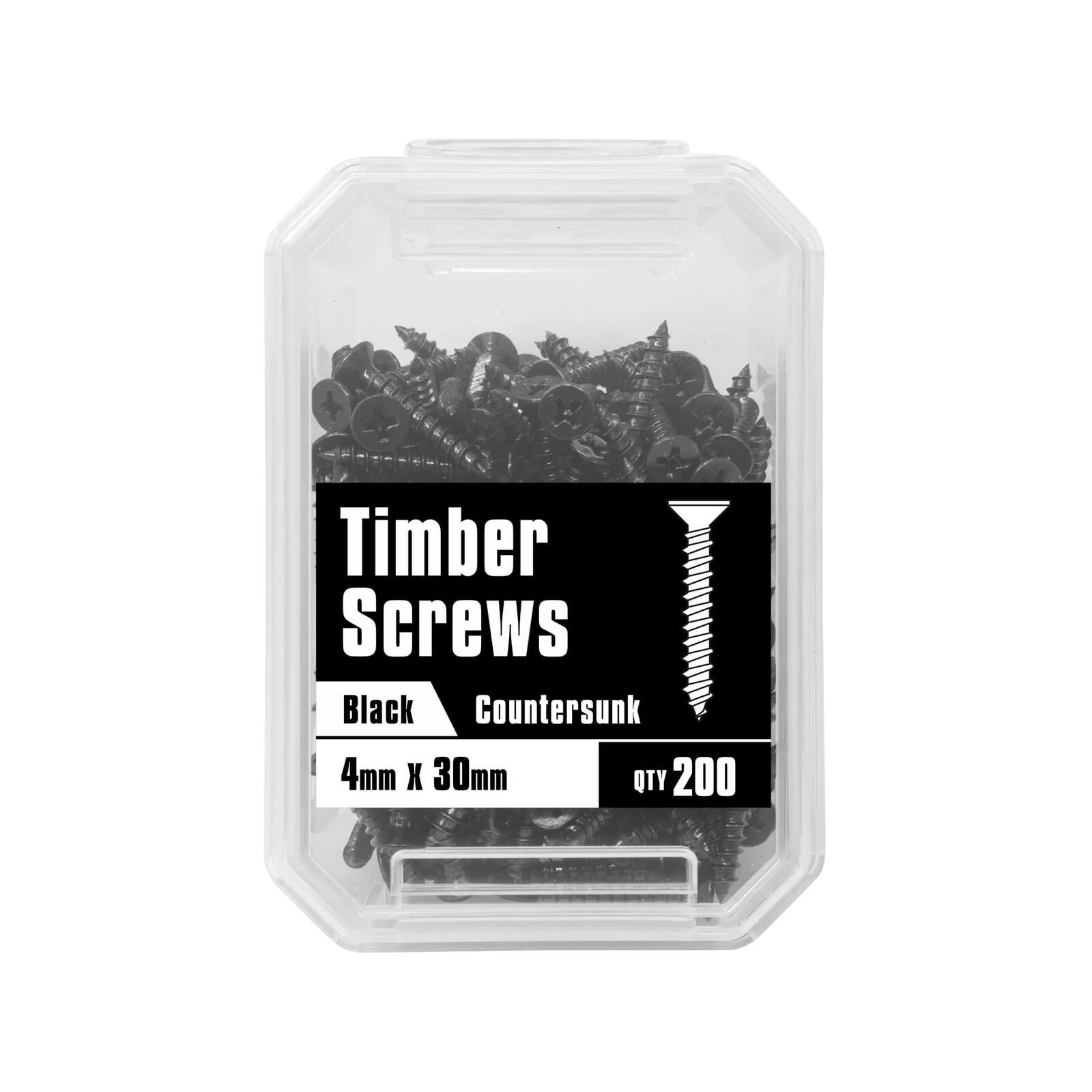 Pinnacle 4 x 30mm Black Countersunk Timber Screw 200 Pack