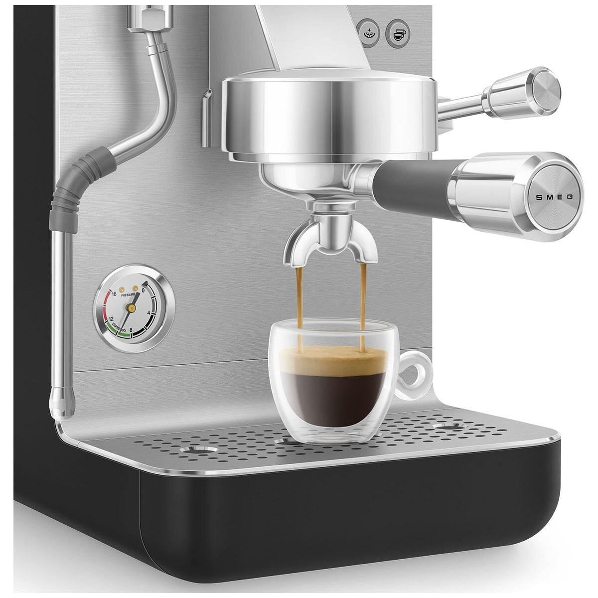 Smeg Minipro Espresso Coffee Machine - 15 Bar, Triple Thermoblock, Shot Timer, Matte Black - EMC02BLMAU