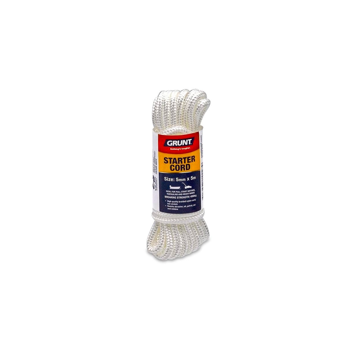 Grunt 5mm Starter Cord - White Nylon - Durable - UV Protected - SuperSaverAU - view 1