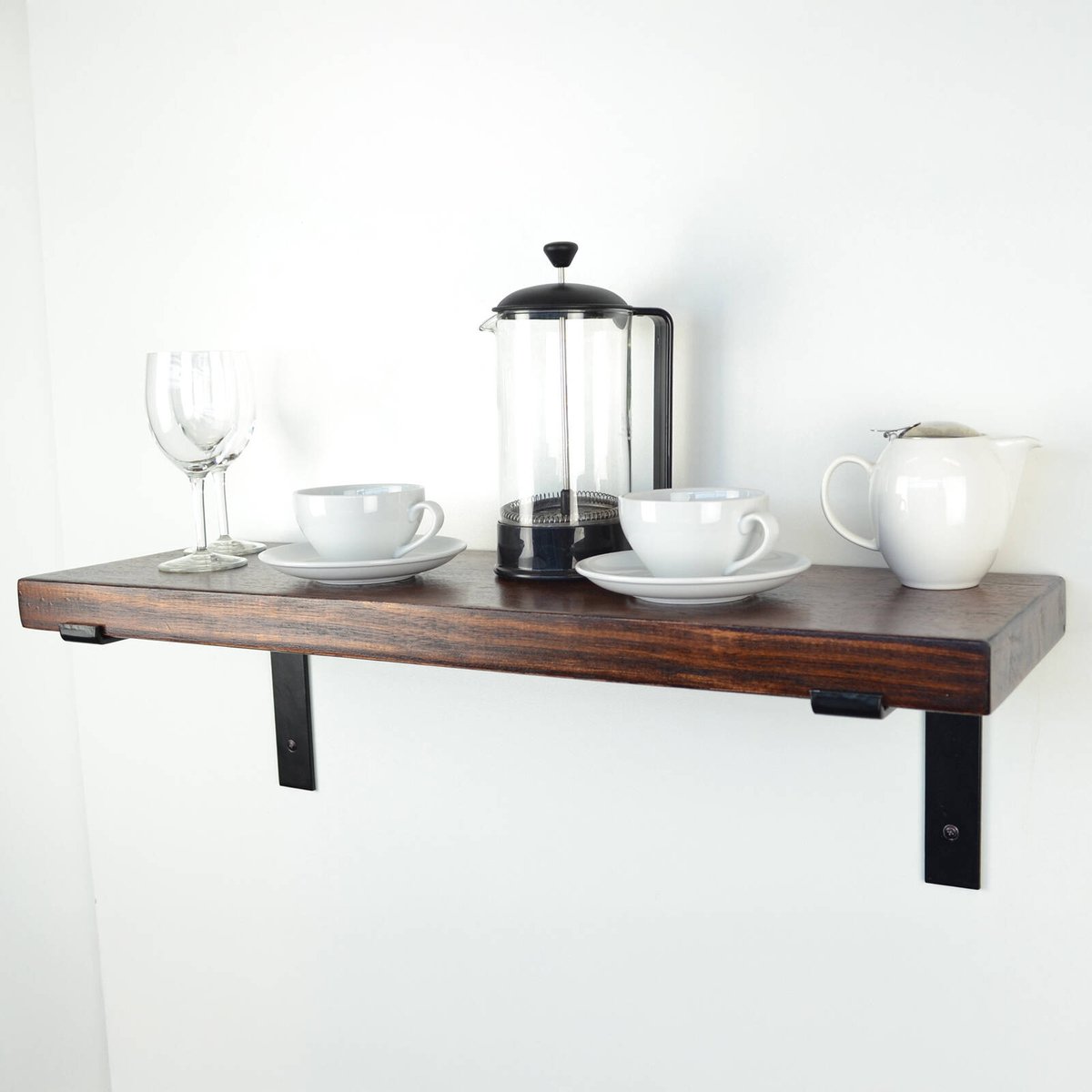 Carinya 185 x 185mm Black Powder Coated Steel Lipped Angle Bracket Wall Mount 100kg Load