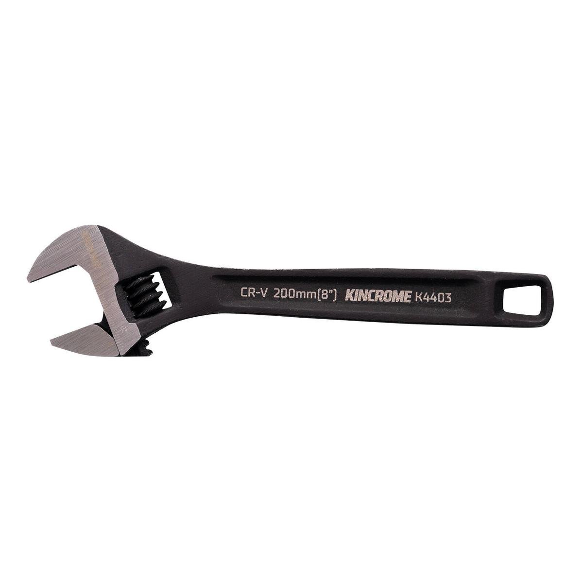 Kincrome Adjustable Wrench 200mm 8 - Chrome Vanadium Steel - 24mm Jaw Opening - Corrosion-Resistant Black Finish - SuperSaverAU - view 1