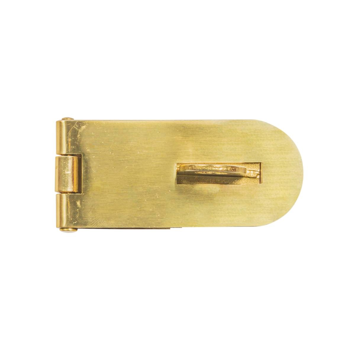 Pinnacle 75mm Brass Safe Pattern Hasp and Staple - Steel with Padlock Loop
