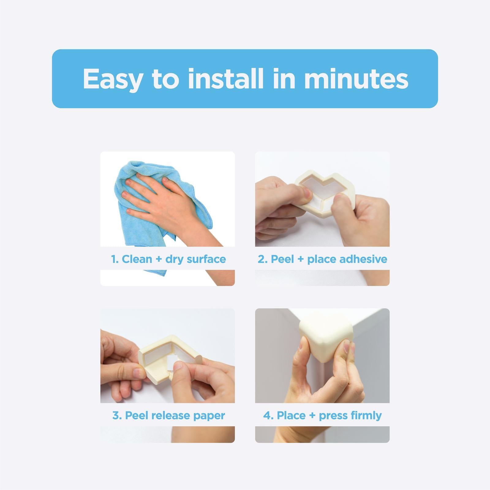 Perma Child Safety White Foam Adhesive Corner Protectors - 8 Pack