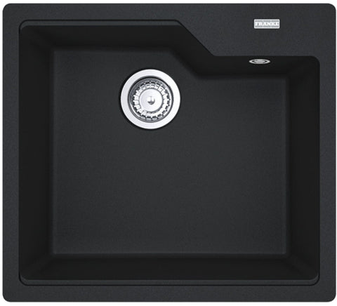 Franke Urban Fragranite 560mm single bowl topmount sink - onyx black, hidden overflow - UBG610-56ONB