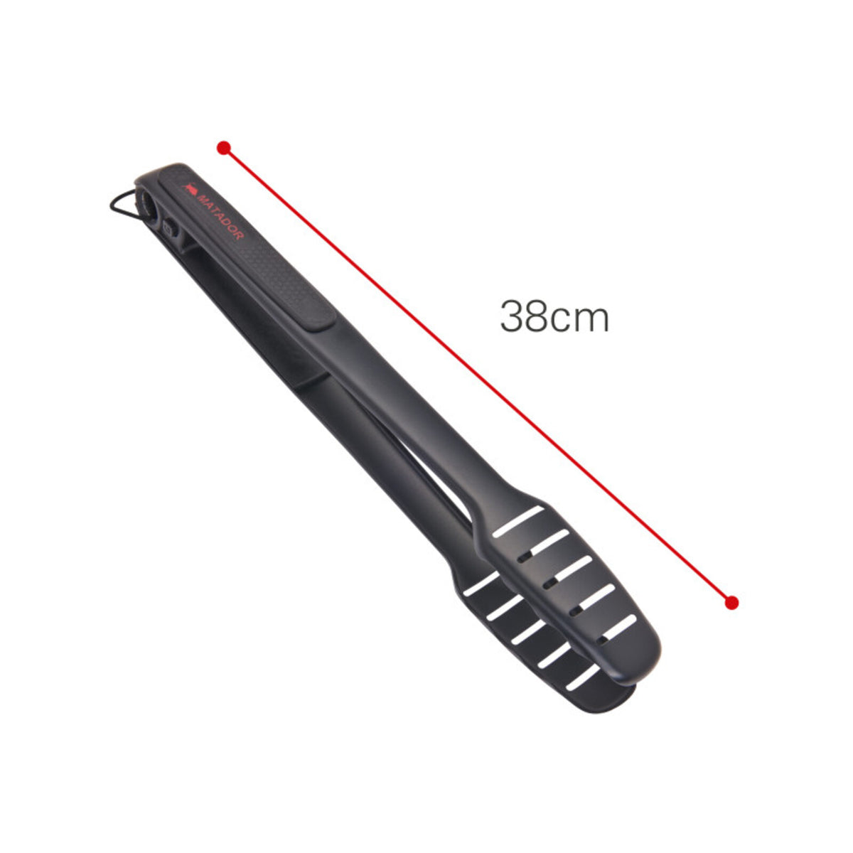 Matador Black Non-Stick BBQ Tongs - Stainless Steel, Push-Lock, Heat-Resistant Handle