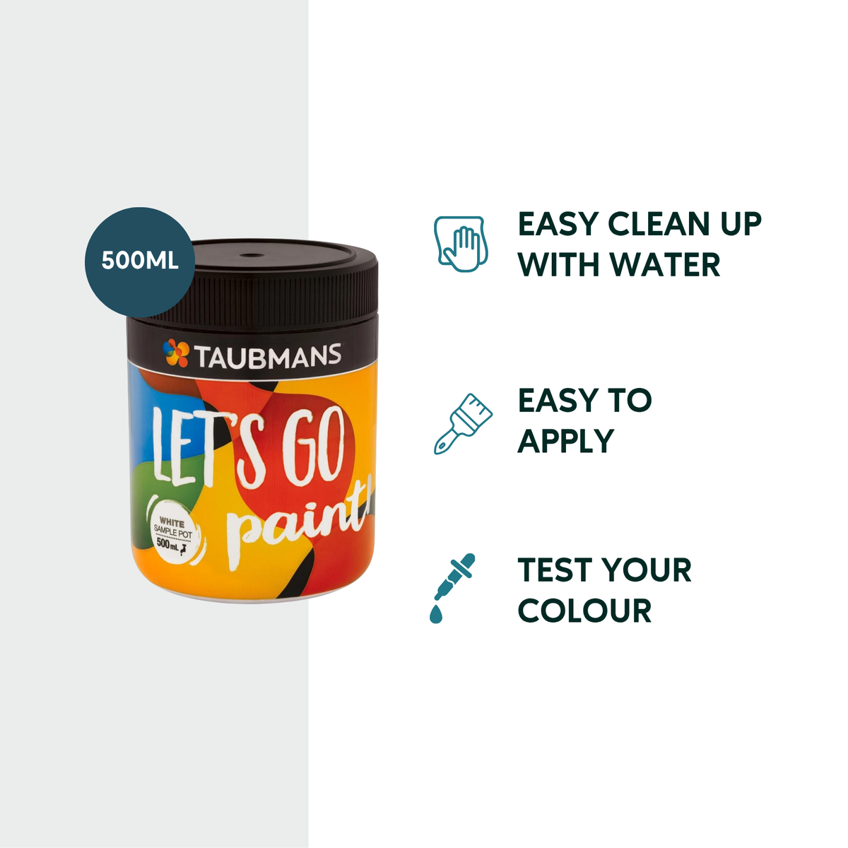 Taubmans 500ml White Sample Pot - Water-Based Acrylic - Easy Application - SuperSaverAU - view 2