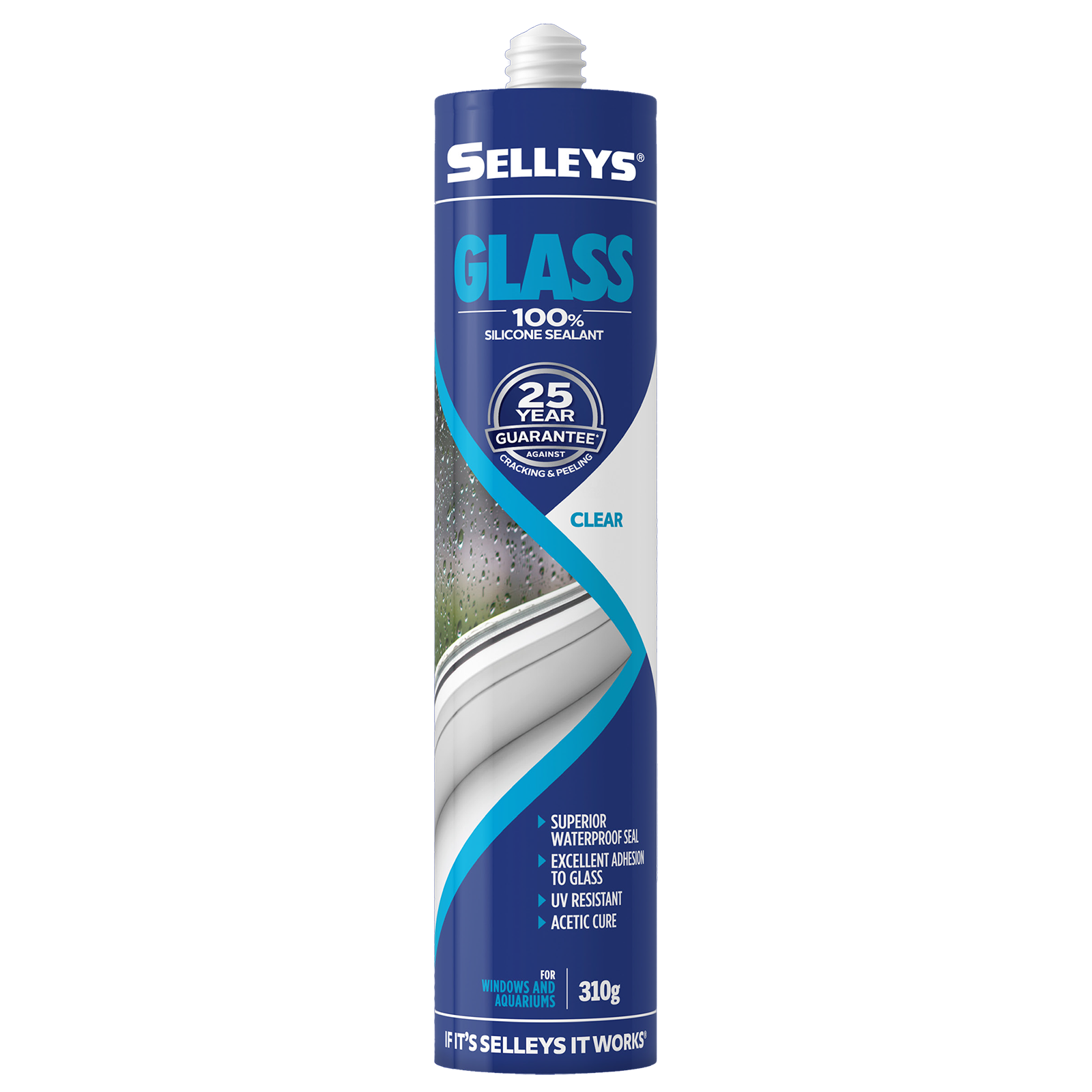 Selleys 310g Clear Glass Silicone Sealant - UV & Shrink Resistant