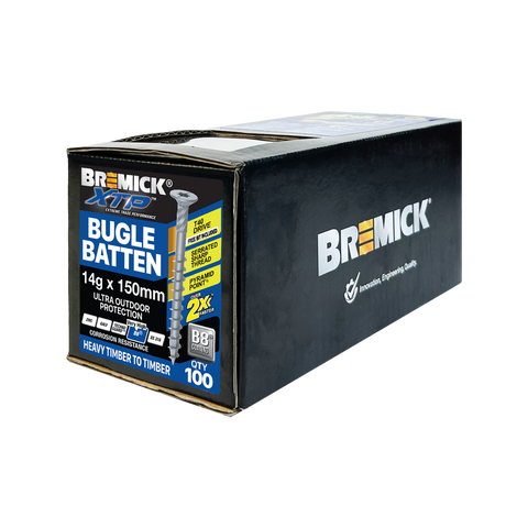 Bremick XTP 14g x 150mm T40 B8 Bugle Batten Screws 100 Pack