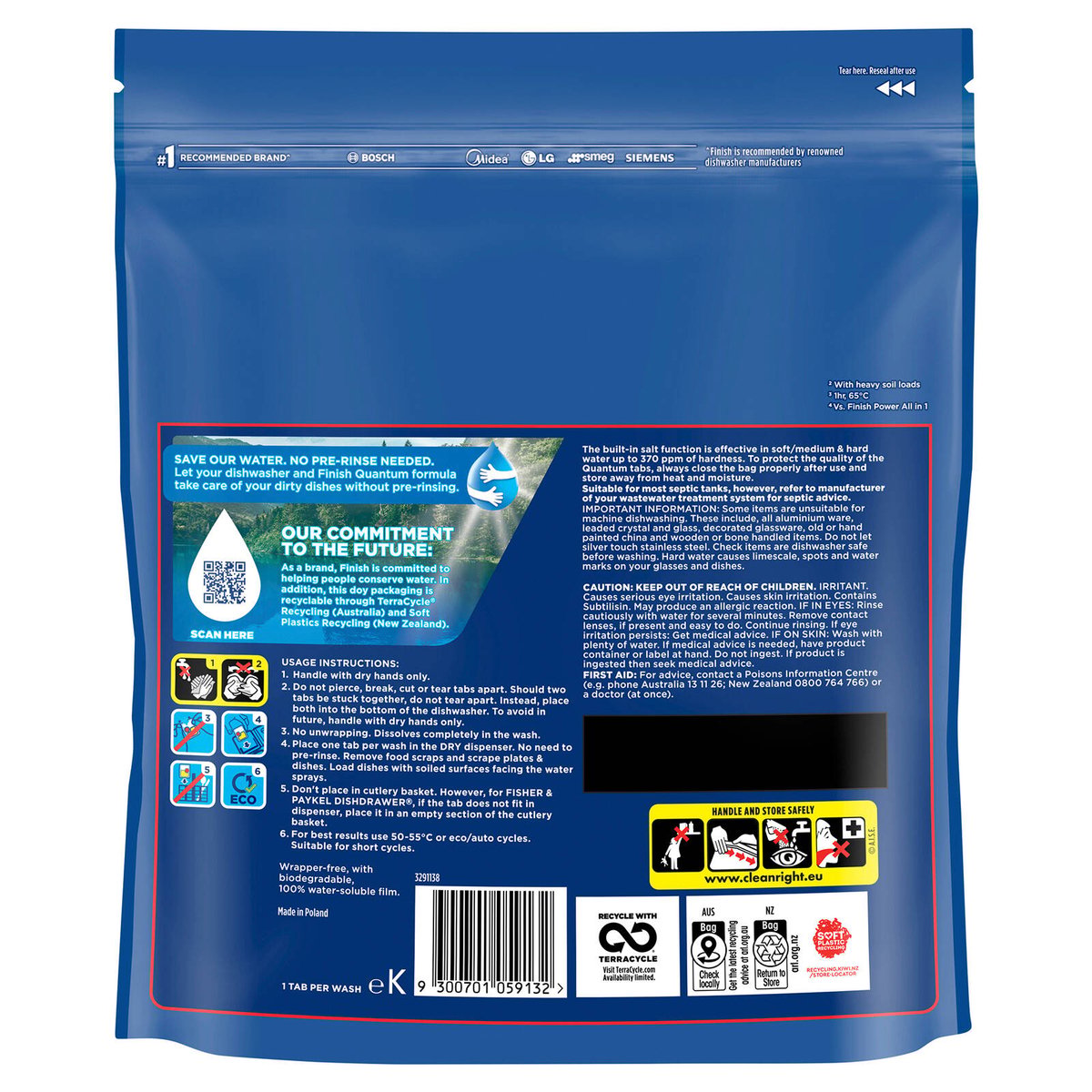 Finish Quantum Lemon Dishwasher Tablets 50 Pack with Powerball, No Pre-Rinse