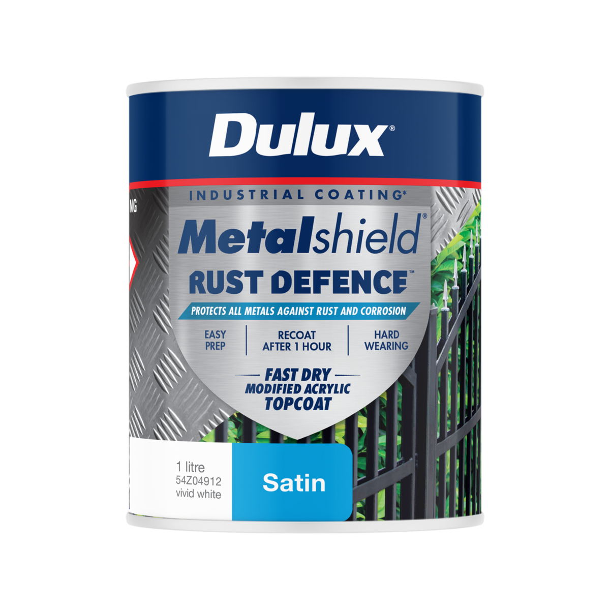 Dulux Metalshield 1L White Satin Rust Defence Enamel