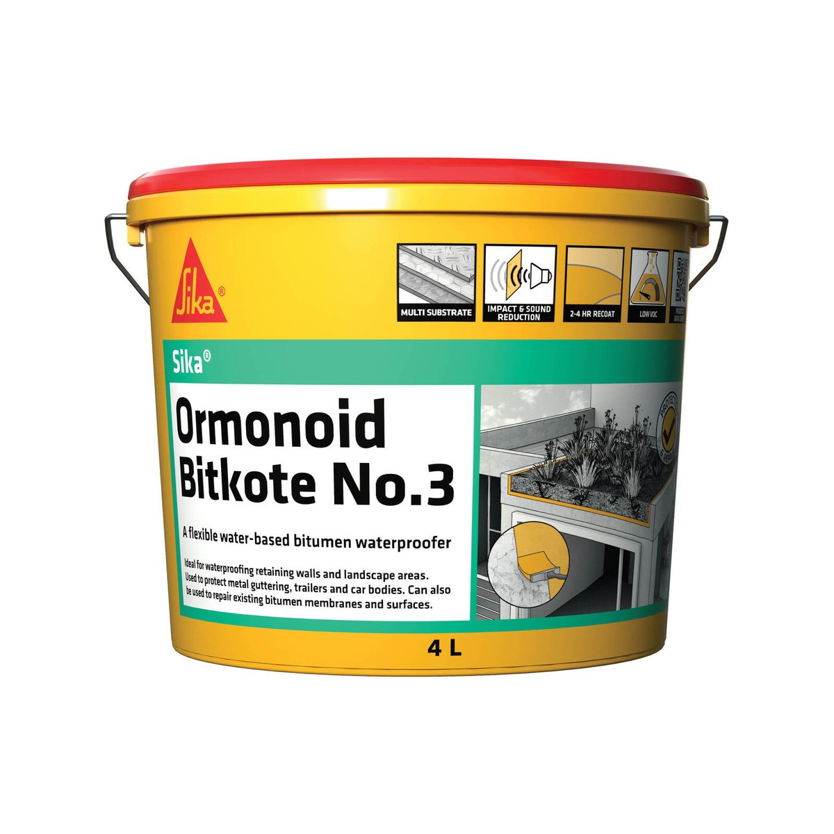 Ormonoid 4L Bitkote No.3 Black Water-Based Waterproof Compound