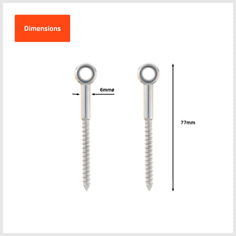 Taskmaster 6mm 316 Stainless Steel Lag Screw - 2 Pack