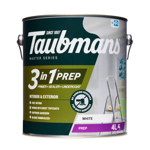 Taubmans 3 In 1 White 4L Interior & Exterior Primer Undercoat & Sealer, Water Based