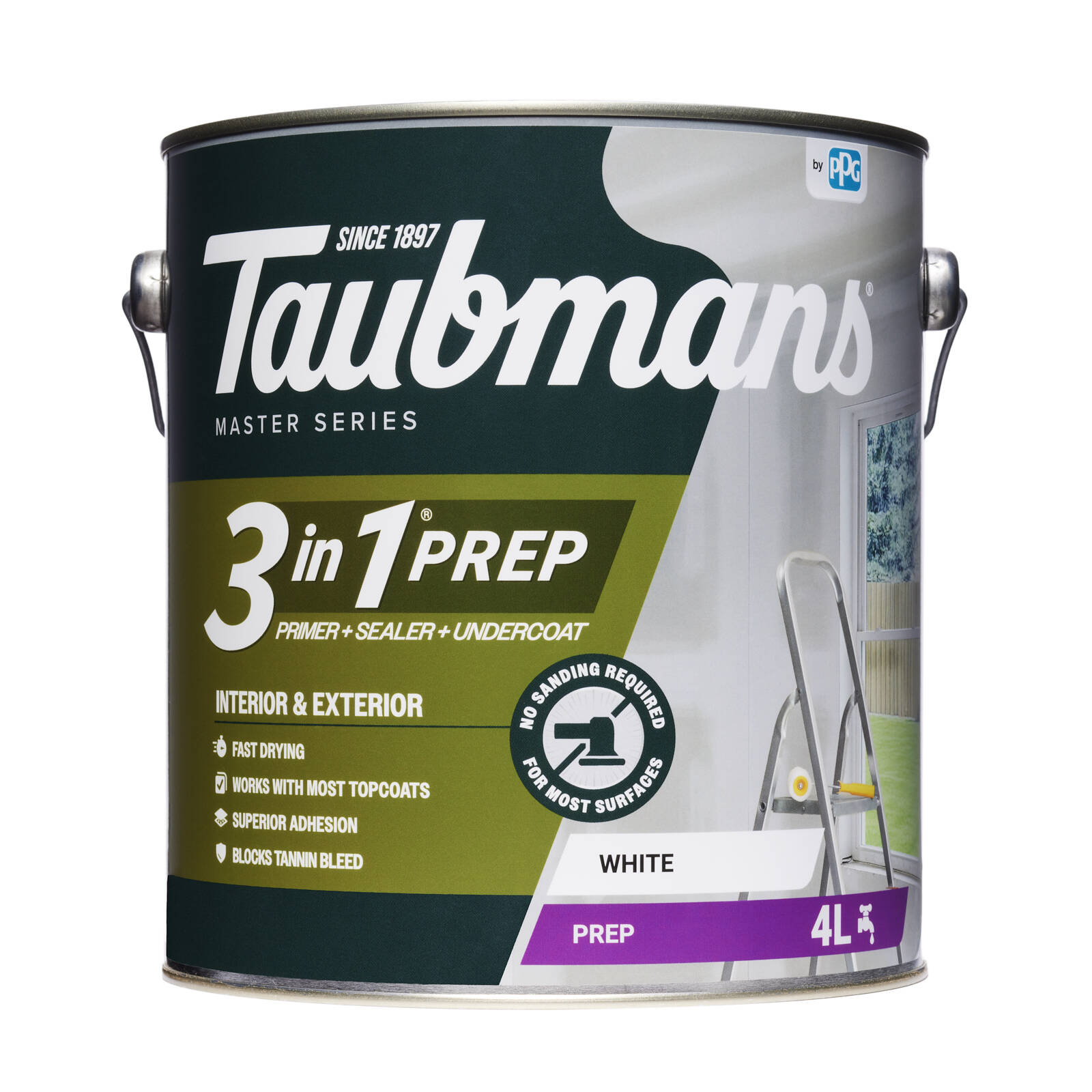 Taubmans 3 In 1 White 4L Interior & Exterior Primer Undercoat & Sealer, Water Based