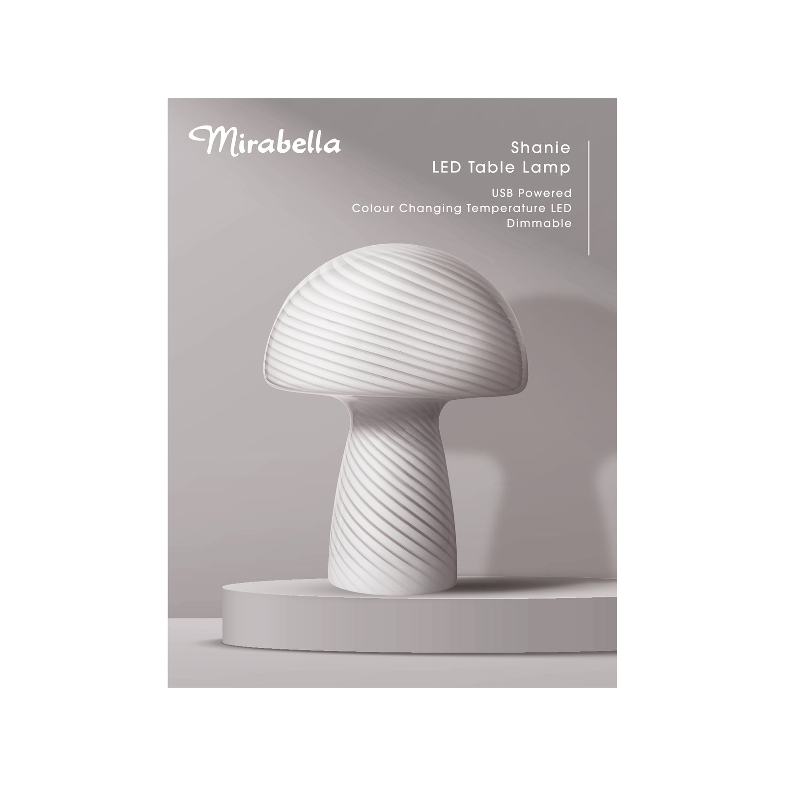 Mirabella White Shanie Colour Changing LED Table Lamp, Glass Finish I005232
