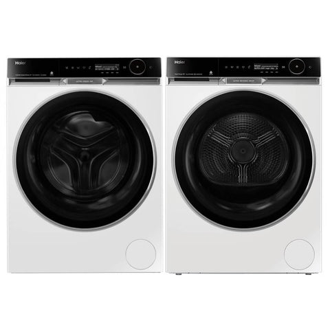 Haier 600 Series 12kg Front Load Washer & 10kg Heat Pump Dryer - White - Steam Care - HWF12PXW2HDHP10PXW1