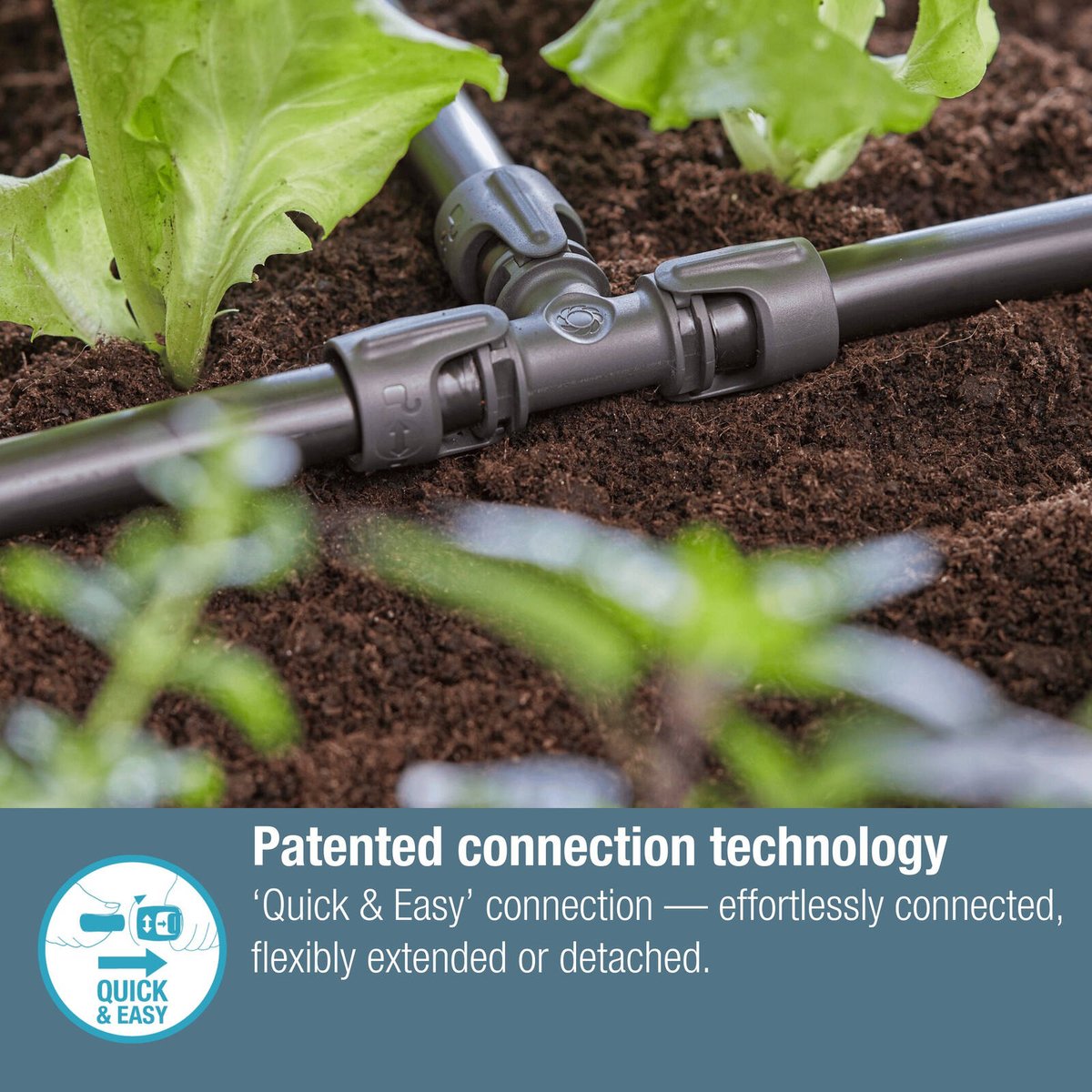 GARDENA 13mm Micro Irrigation T-Joint in Black High-Impact Plastic, 2 Pack