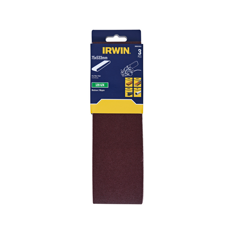 Irwin Sanding Belts 3 Pack - 75 x 533mm - 120 Grit - Wood & Metalworking - SuperSaverAU - view 1