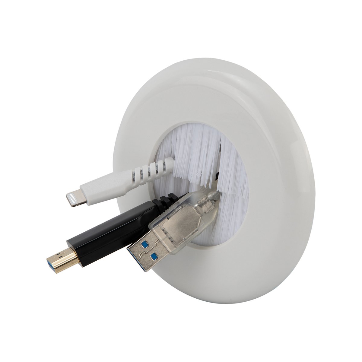 Deta White and Silver Polycarbonate Round Brush Wall Plate