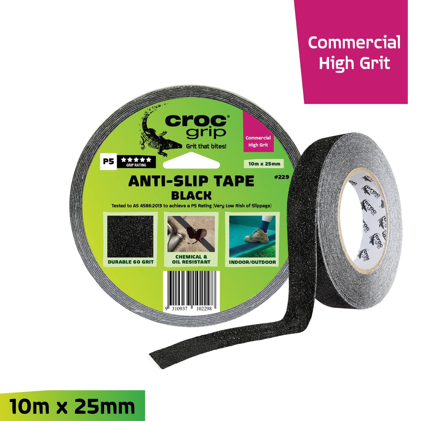 Croc Grip 10m x 25mm Black Anti-Slip Tape