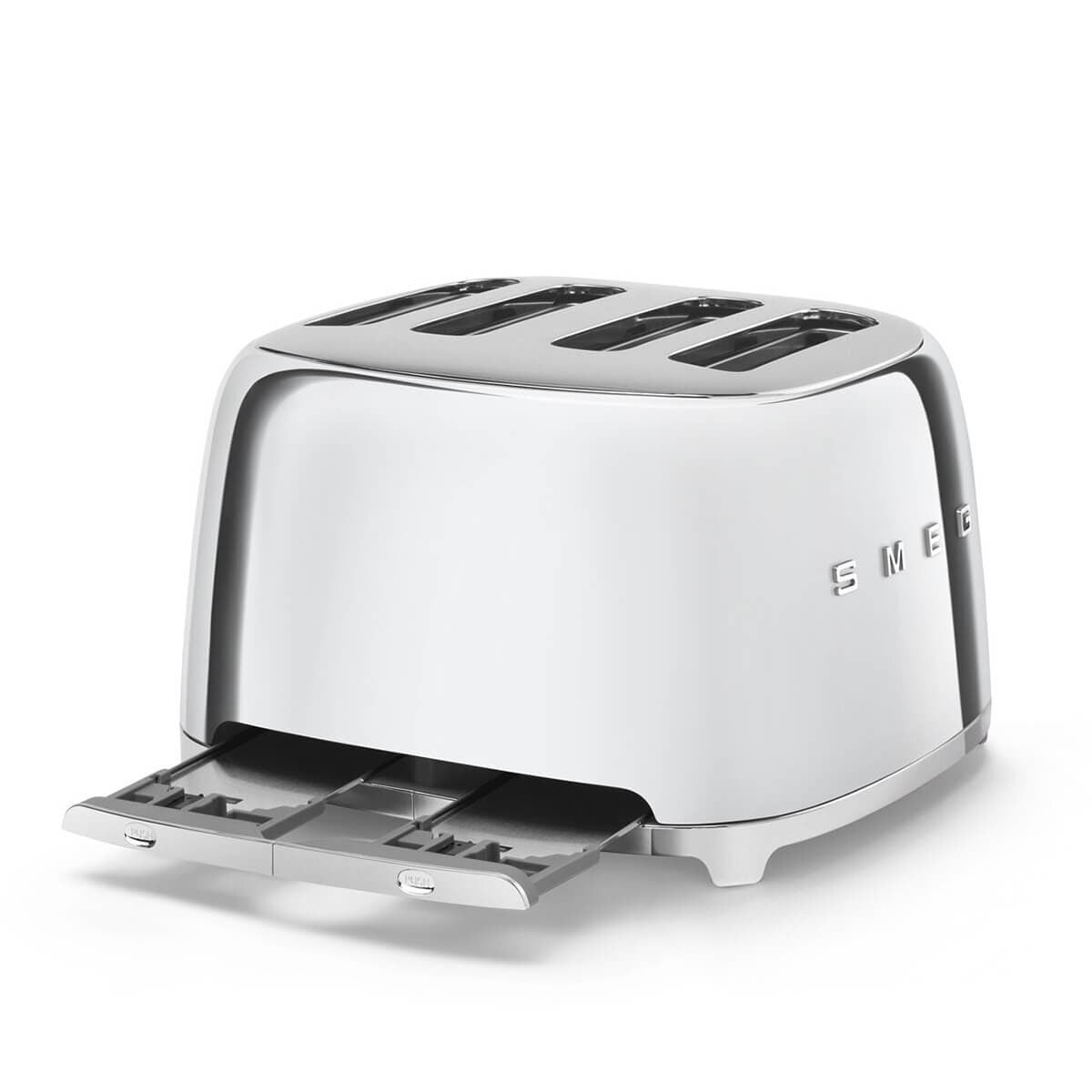 Smeg 50's Style 4 Slice Toaster - Chrome, Six Browning Levels, Independent Slot Control - TSF03SSAU