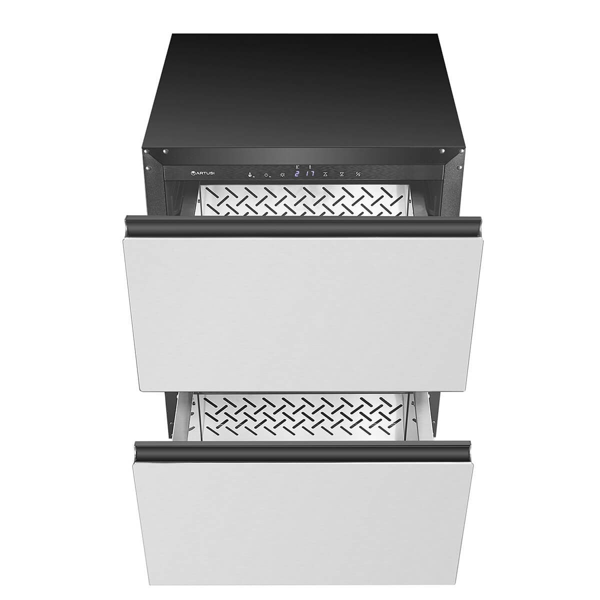 Artusi 127L single zone double drawer beverage chiller - stainless steel, holds 97 cans - AUBF620X