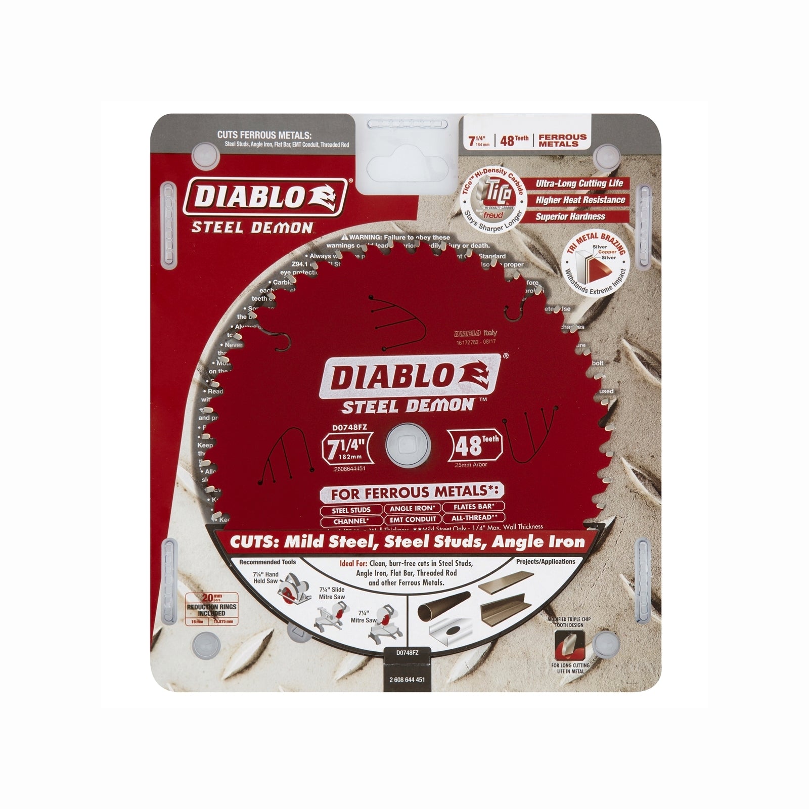 Diablo 184mm 48T Steel Demon Circular Saw Blade for Ferrous Metals - 20mm Arbor