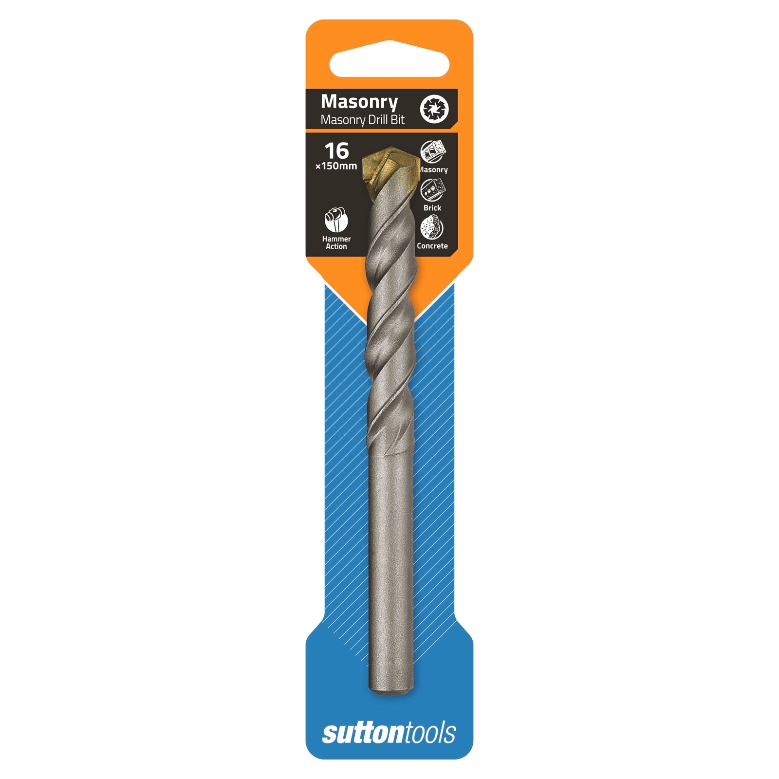 Sutton Tools 16 x 150mm SB TCT Masonry Drill Bit, Carbide Tip, 150mm Drilling Depth