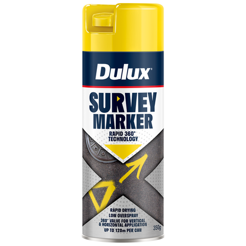 Dulux 350g Vivid Yellow Survey Marker Spray Paint, High Visibility