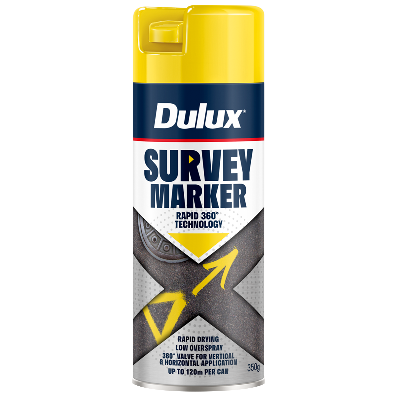 Dulux 350g Vivid Yellow Survey Marker Spray Paint, High Visibility
