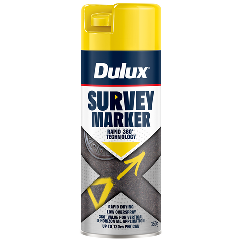Dulux 350g Vivid Yellow Survey Marker Spray - 0.35L - Rapid Drying, Low Overspray - SuperSaverAU - view 1