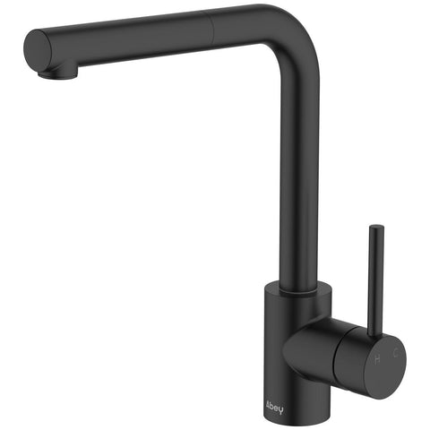 Abey Lucia Side Lever Pull Out Mixer Tap - Black, 4 Star Water Rating - 3K6-B-LF
