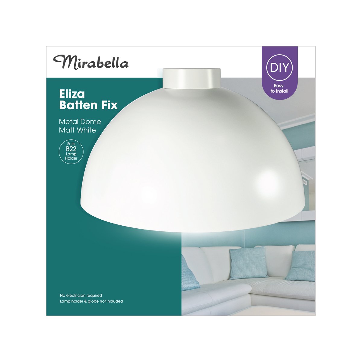 Mirabella White Eliza Batten Fix - 300mm x 180mm - DIY Installation - SuperSaverAU - view 2