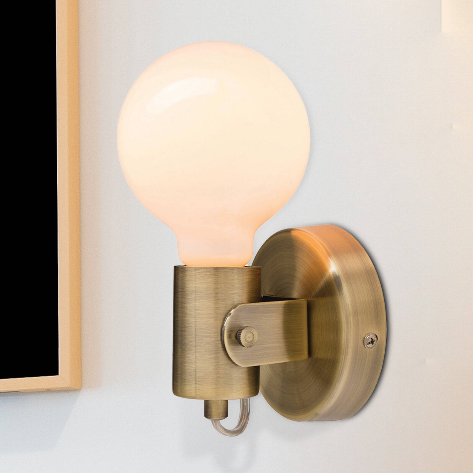 Brilliant Lighting Antique Brass Metta Metal Interior Wall Light Hardwired 240V 20390/22