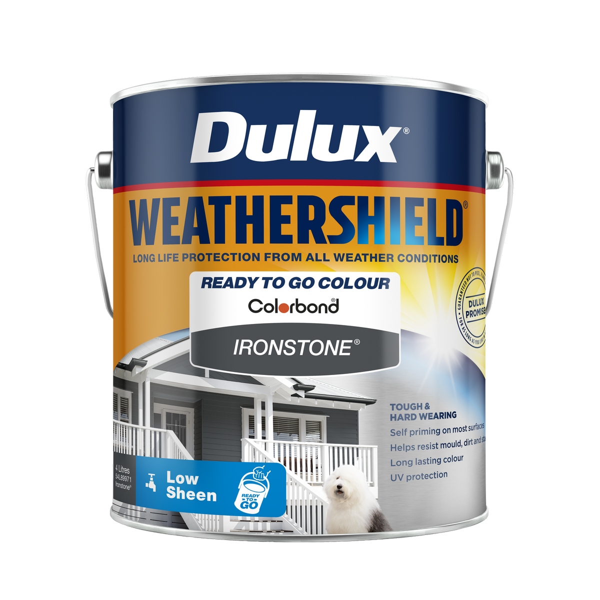 Dulux Weathershield Low Sheen Exterior Paint 4L - Ironstone - 4L - SuperSaverAU - view 1