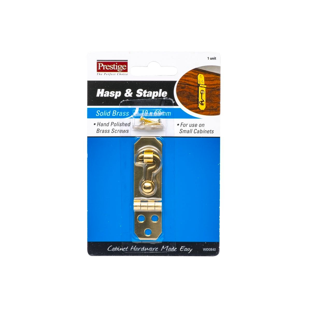 Prestige Solid Brass Hasp and Staple 19 x 69mm Durable Finish - SuperSaverAU - view 1