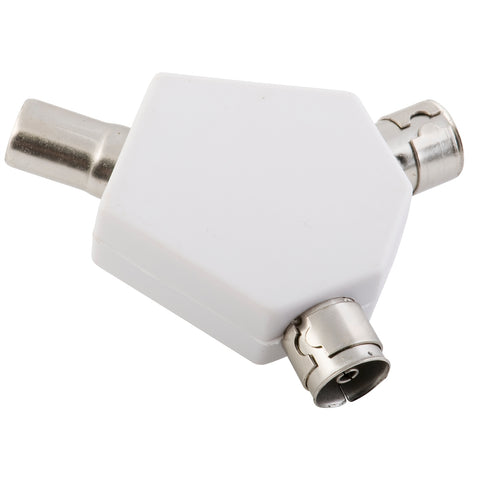 Antsig 2 Way PAL TV Splitter, Nickel Plated Indoor Antenna Signal Splitter, White