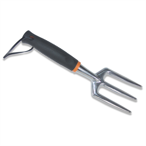 Fiskars Aluminium Fork, 3 Tines, 90mm Tines, Cast Aluminium Head, SoftGrip Handle