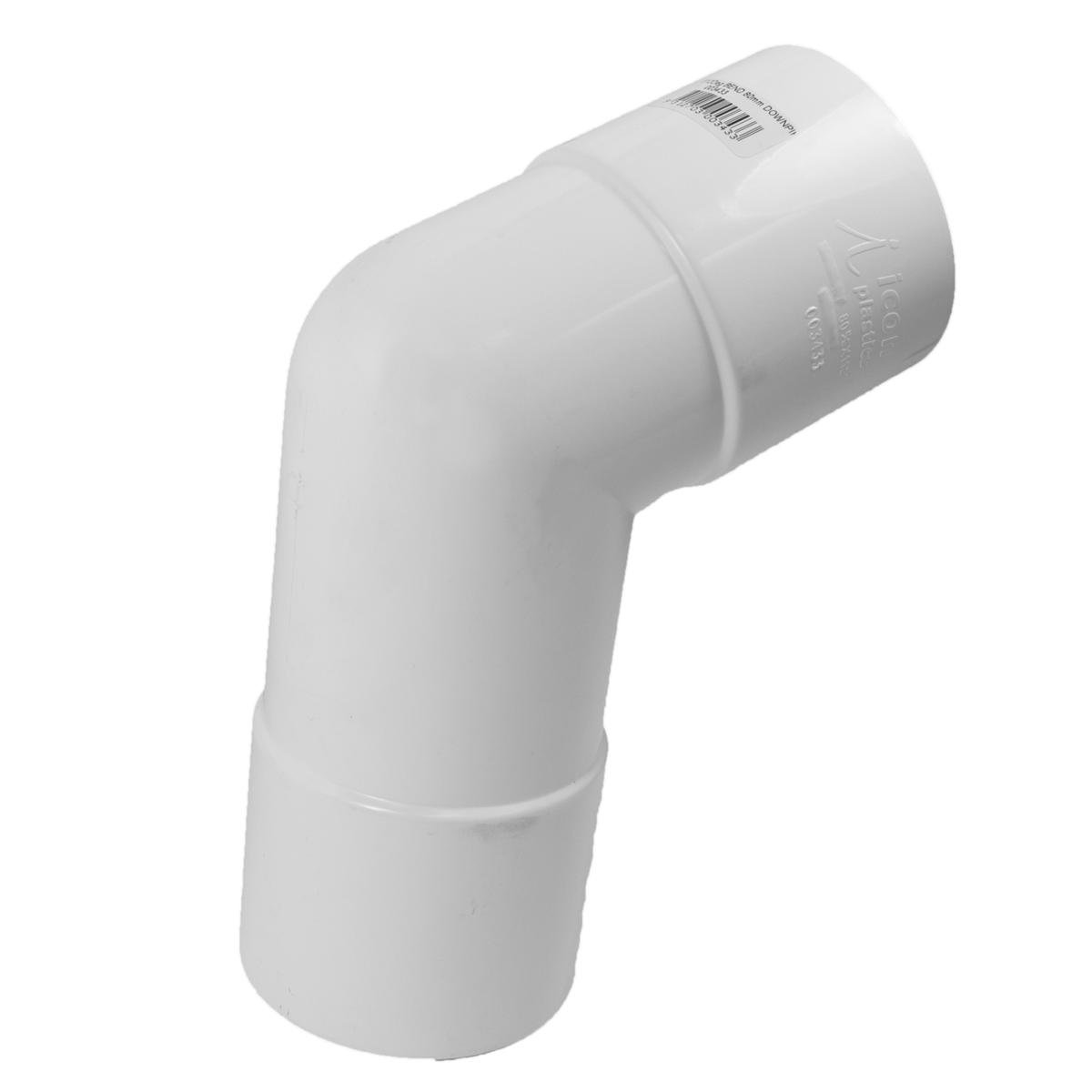 Icon Plastics 80mm White PVC Round Socket Bend Downpipe