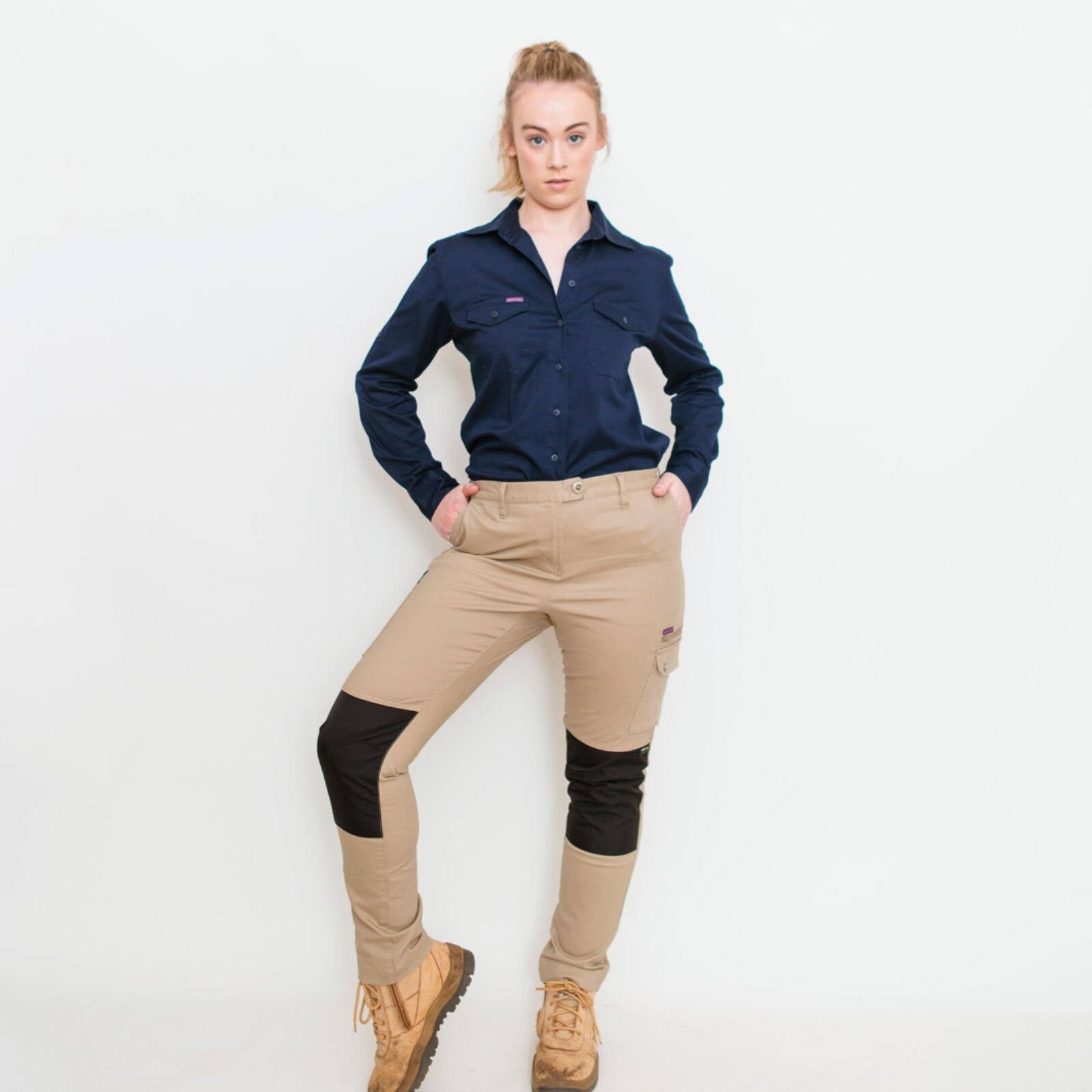Green Hip Skinny Flex Pants Khaki Size 20 Women's Cotton Spandex Drill Twill
