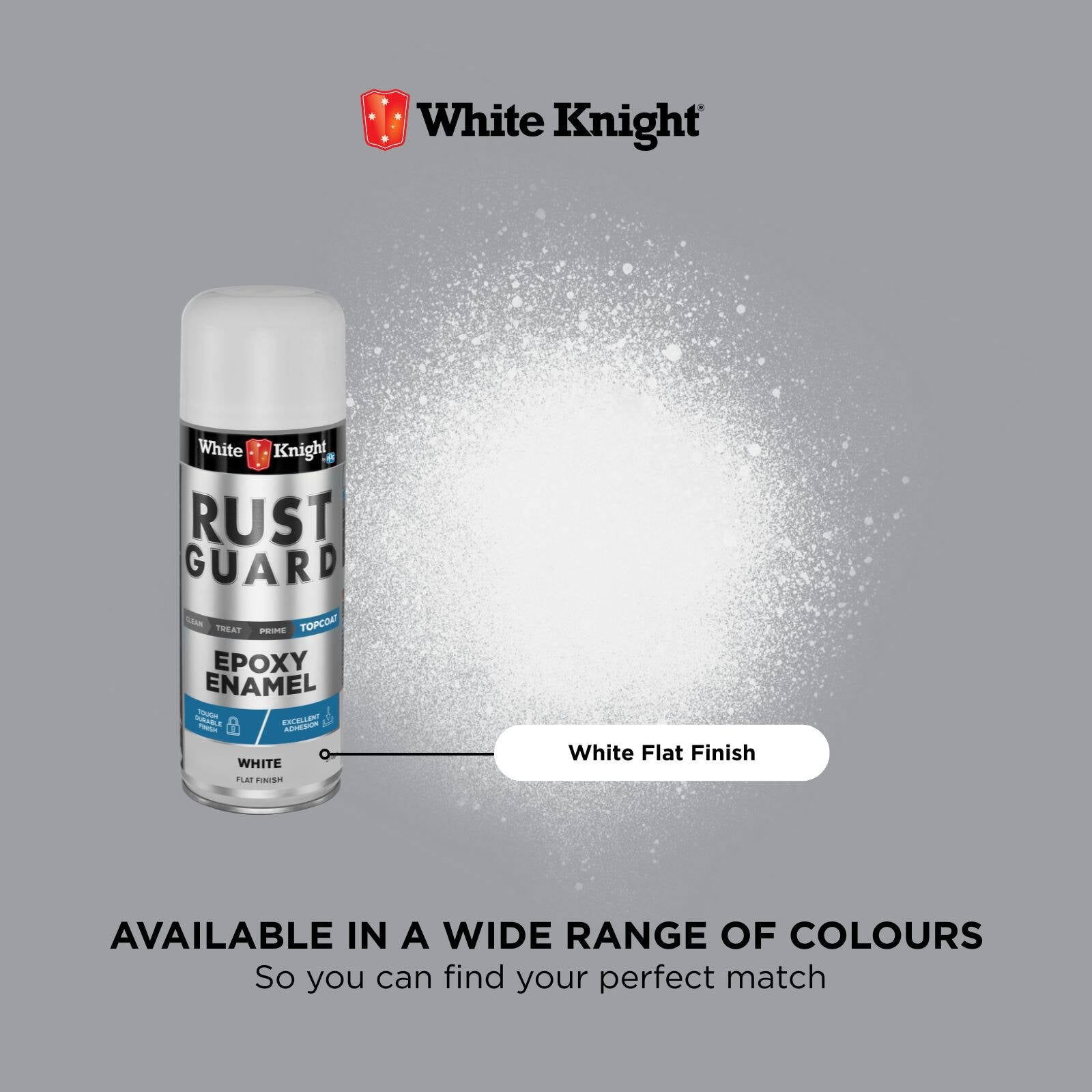 White Knight Rust Guard 310g Flat White Epoxy Enamel Spray Paint