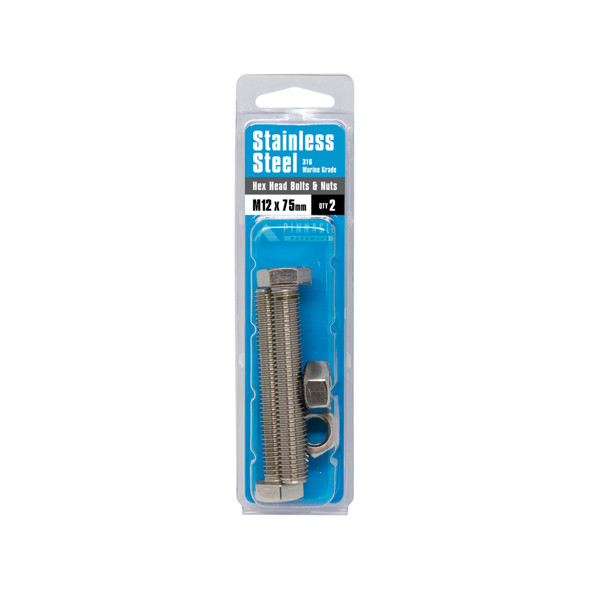 Pinnacle Hex Head Bolts - M12 x 75mm - Stainless Steel - 2 Pack - SuperSaverAU - view 3