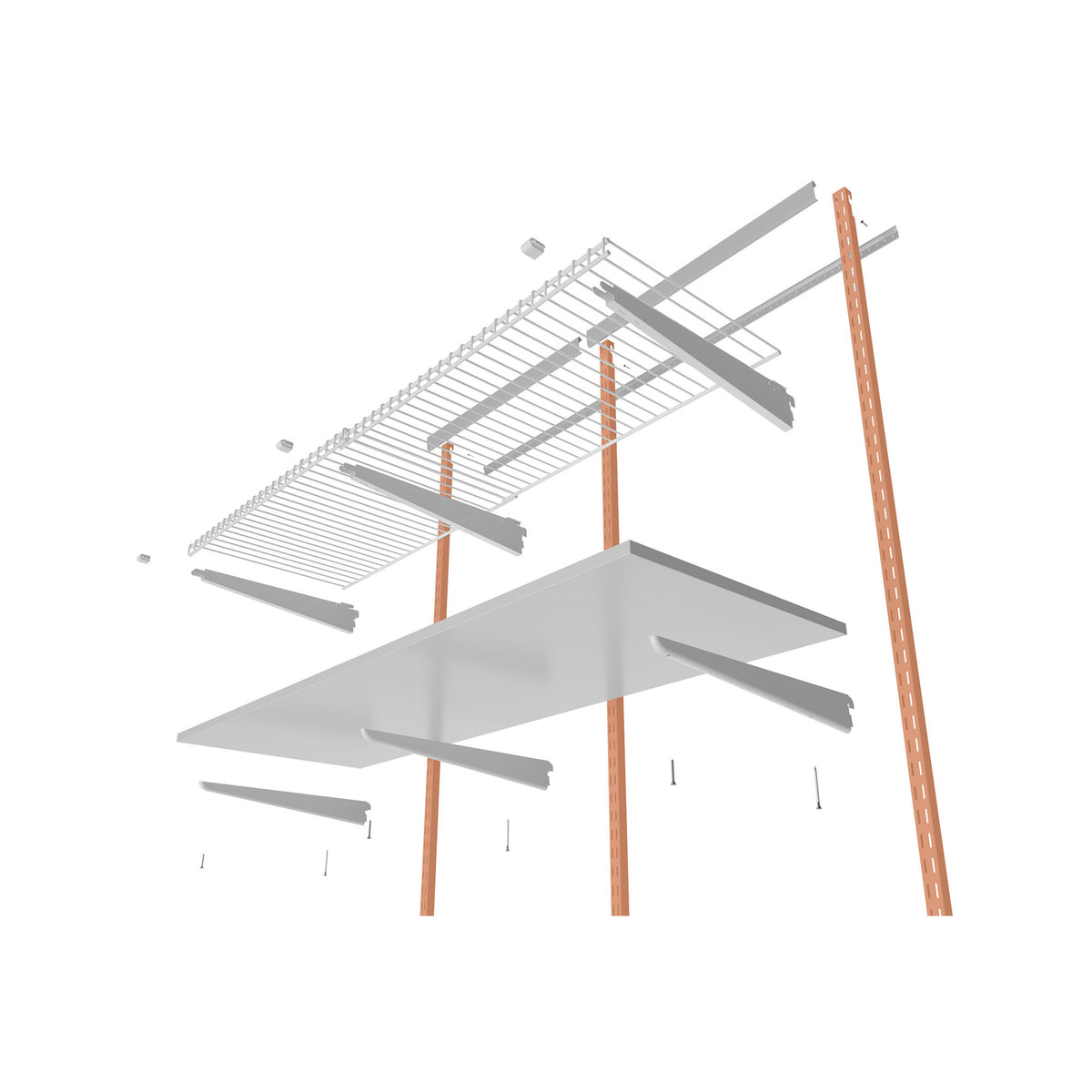 Flexi Storage Home Solutions White Double Slot Wall Strip - 300mm Steel Wall Mount Track
