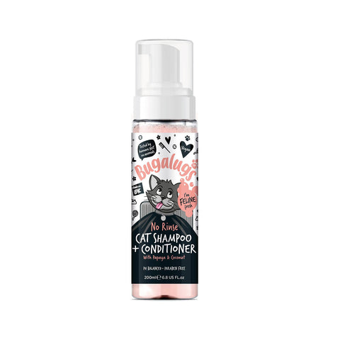 Bugalugs No Rinse Cat Shampoo and Conditioner 200ml, Papaya & Coconut