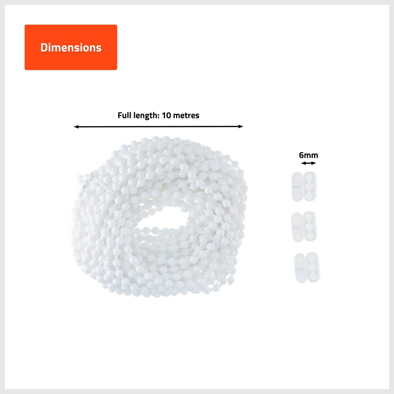 Taskmaster 10m x 6mm White Plastic Endless Chain