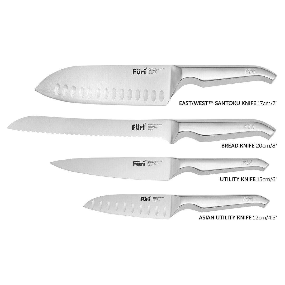 Furi Pro Stone Midnight Five Piece Knife Block Set - 25 Year Warranty, 3.5kg - 41500