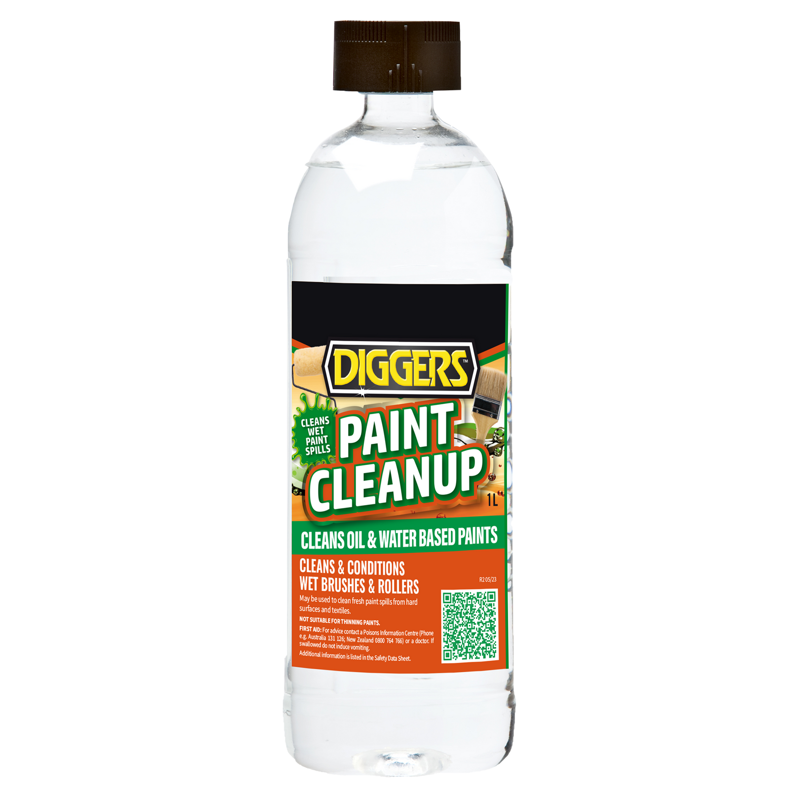 Diggers Paint Cleanup 1L Water Based Liquid Indoor Outdoor